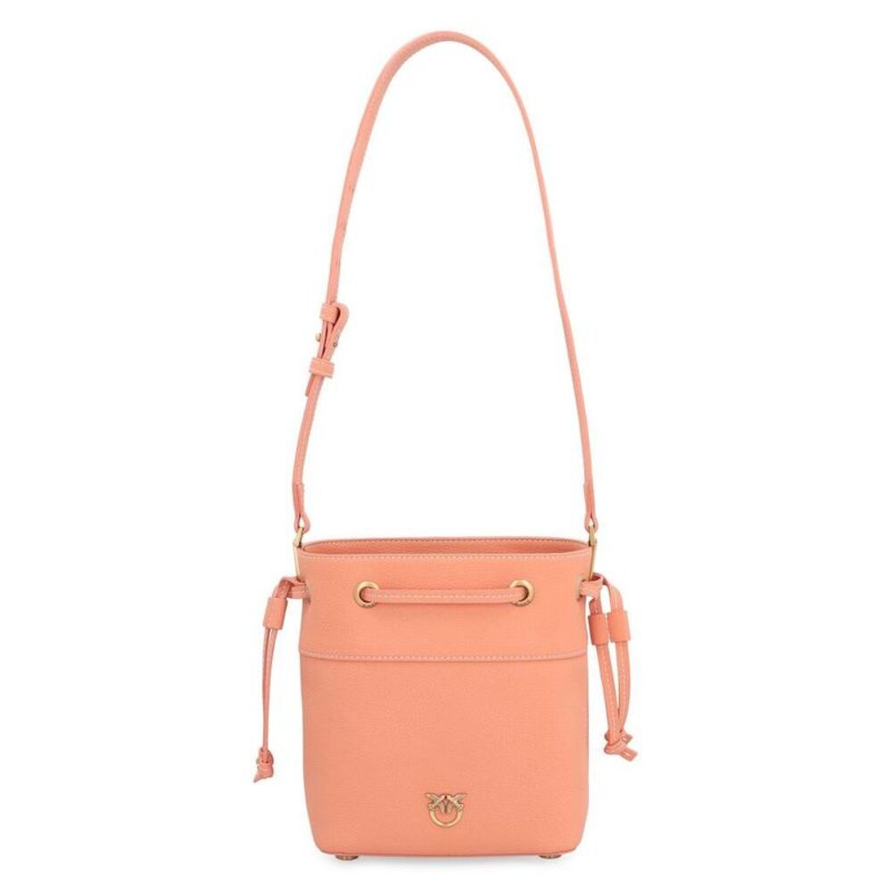 PINKO Leather Bucket Bag with Signature Logo Women ORANGE Handbags